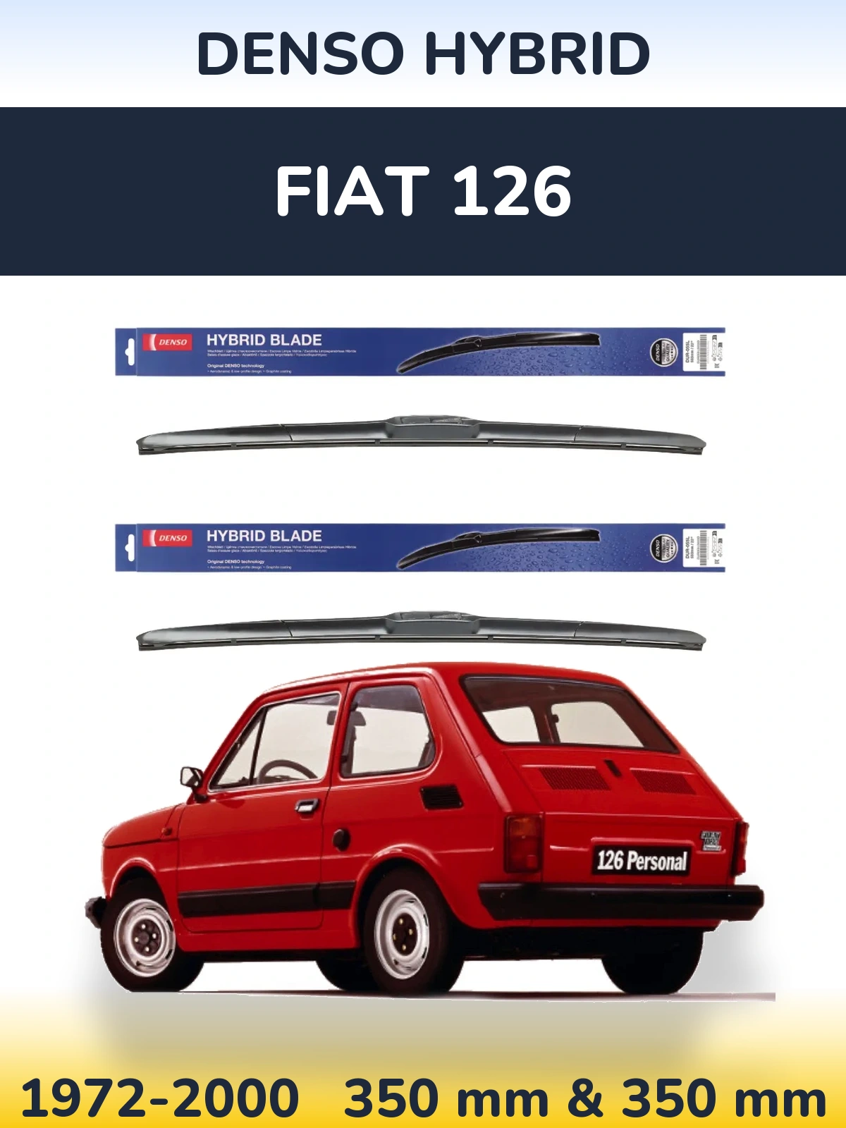 Комплект передних дворников Denso Hybrid 350 & 350 мм для Fiat 126 1972-2000