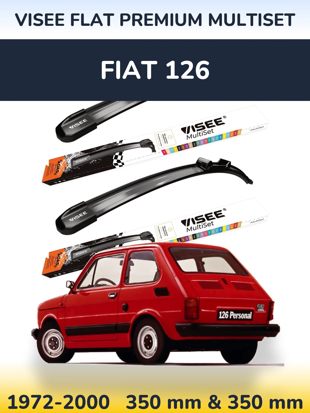 Front wiper blade set VISEE FLAT PREMIUM MultiSet 350 & 350 мм for Fiat 126 1972-2000