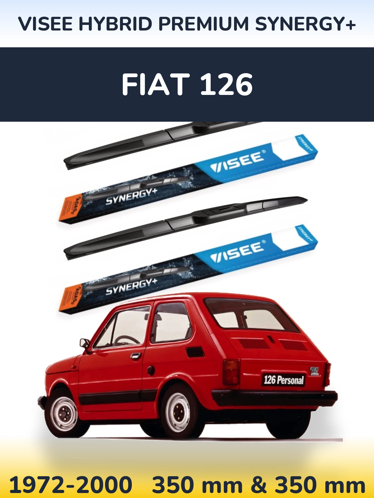 Комплект передних дворников VISEE HYBRID PREMIUM SYNERGY+ 350 & 350 мм для Fiat 126 1972-2000