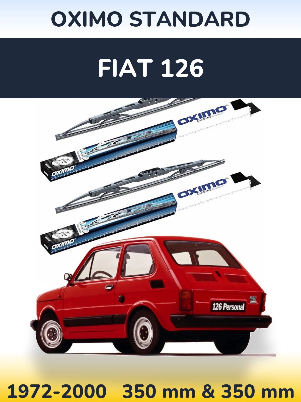 Front wiper blade set Oximo Standard 350 & 350 мм for Fiat 126 1972-2000