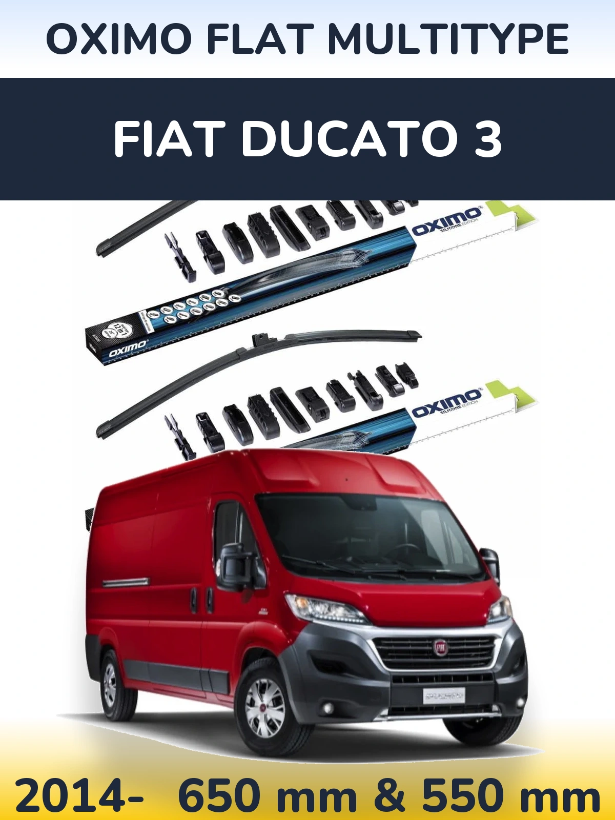 Комплект передніх щіток Oximo Flat MultiТипe 650 & 550 мм для Fiat Ducato 3 2014-2026