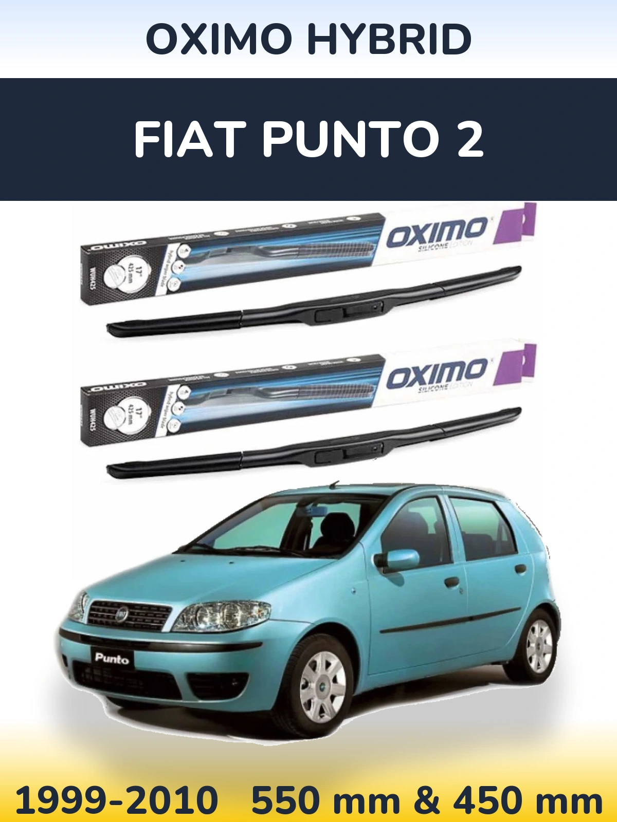 Front wiper blade set Oximo Hybrid 550 & 450 мм for Fiat Punto 2 1999-2010