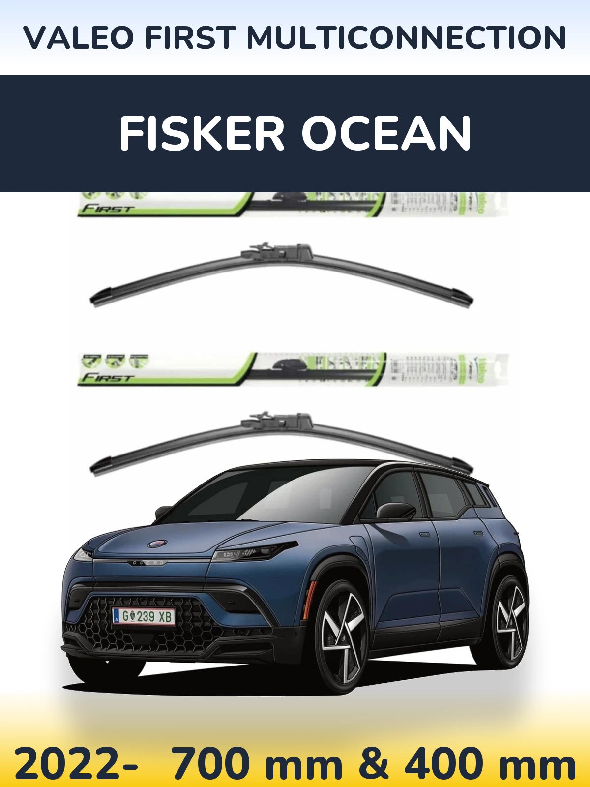 Комплект передних дворников Valeo First MultiConnection 700 & 400 мм для Fisker Ocean 2022-2026
