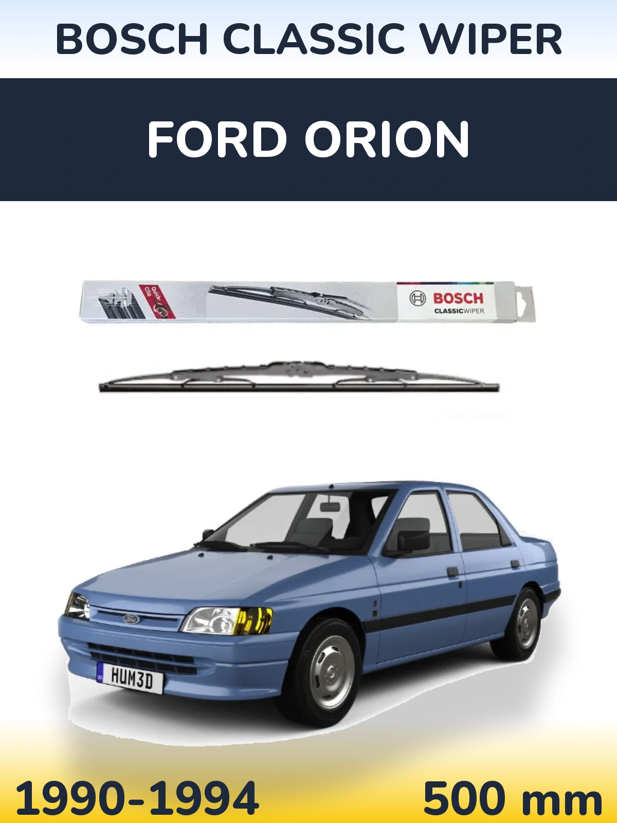 Rear wiper blade BOSCH Classic Wiper 500 mm for Ford Orion 1990-1994