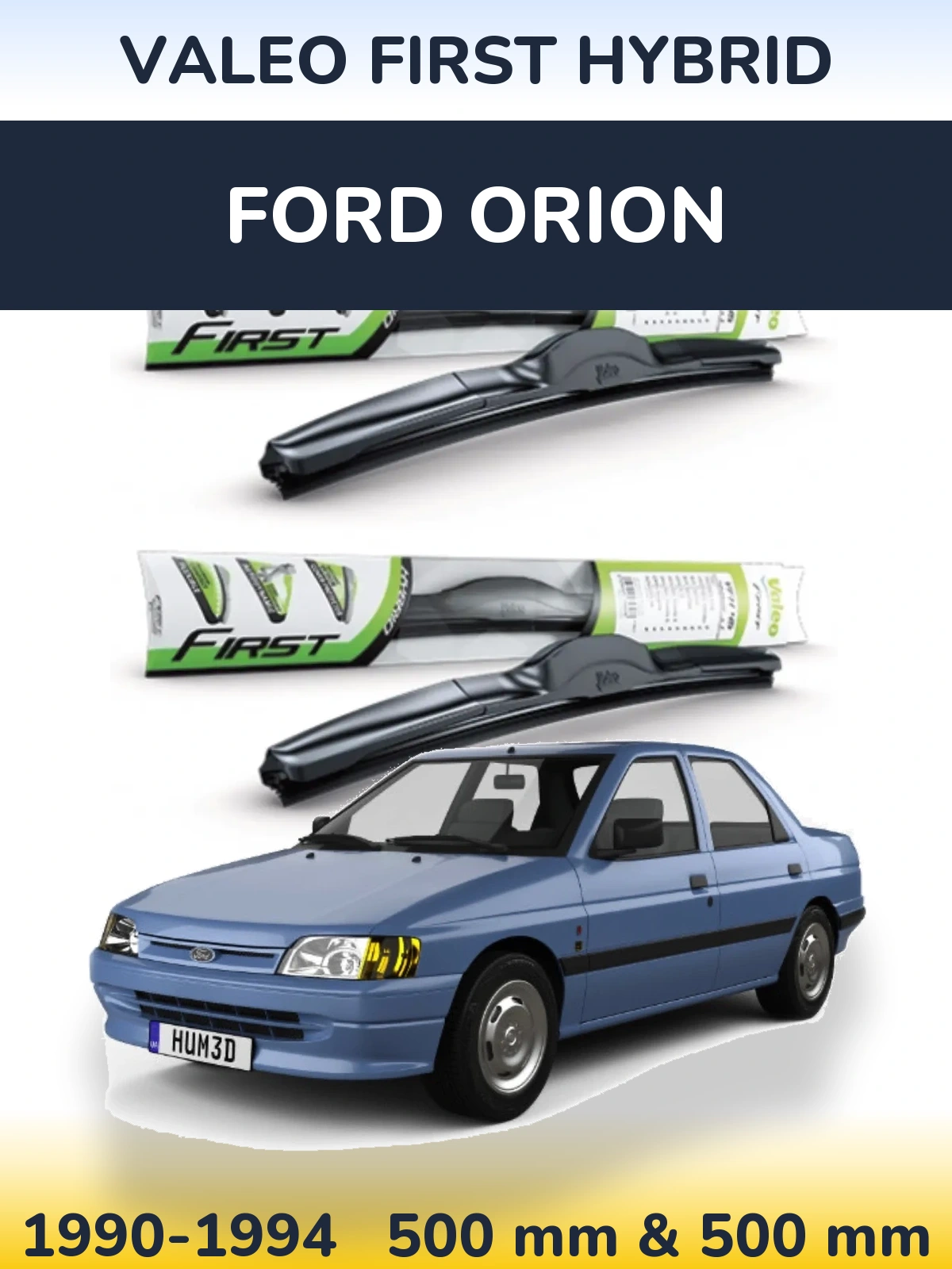 Комплект передних дворников Valeo First Hybrid 500 & 500 мм для Ford Orion 1990-1994