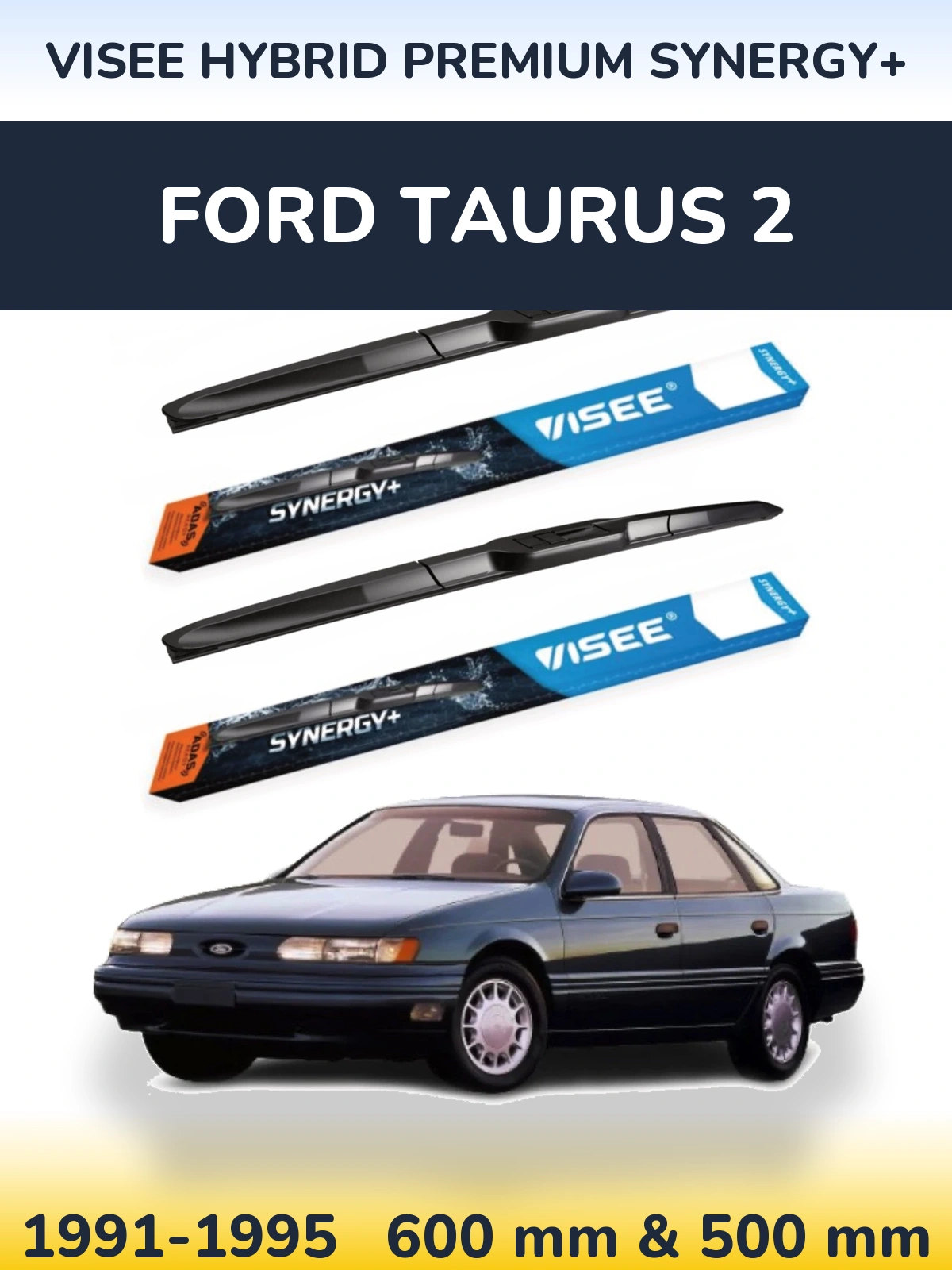 Front wiper blade set VISEE HYBRID PREMIUM SYNERGY+ 600 & 500 мм for Ford Taurus 2 1991-1995