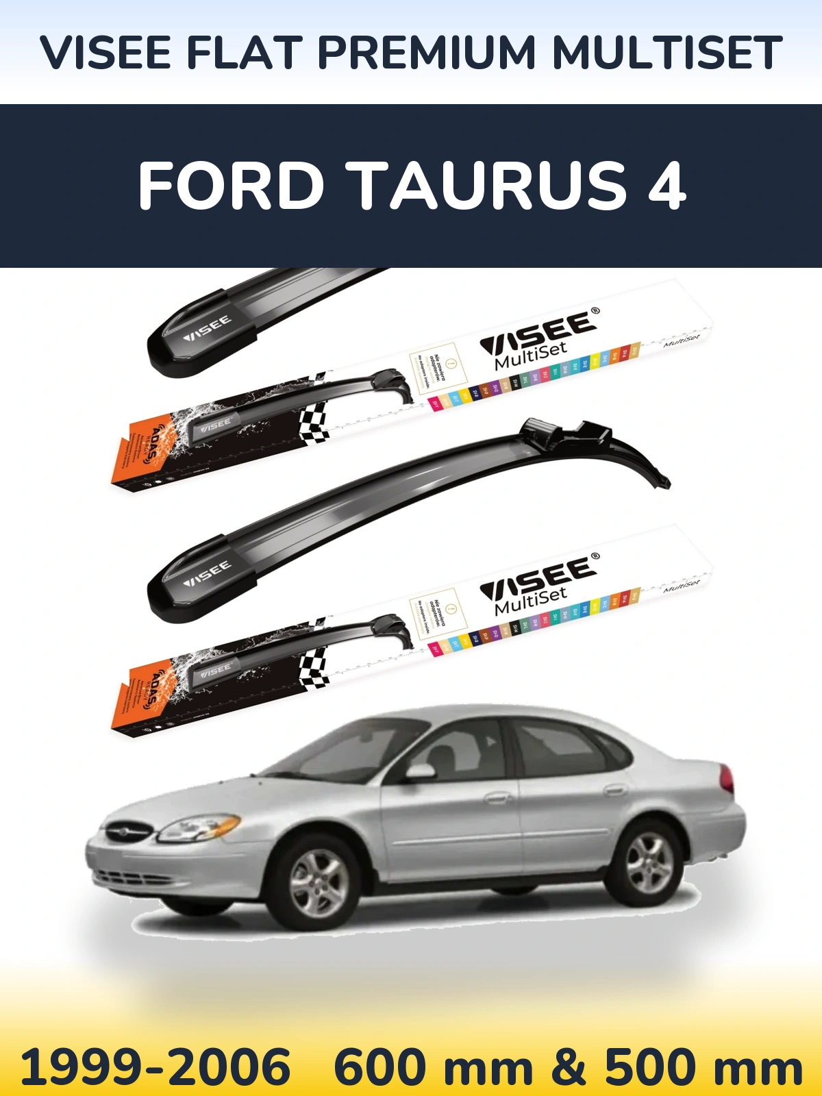 Komplet przednich wycieraczek VISEE FLAT PREMIUM MultiSet 600 & 500 mm do Ford Taurus 4 1999-2006