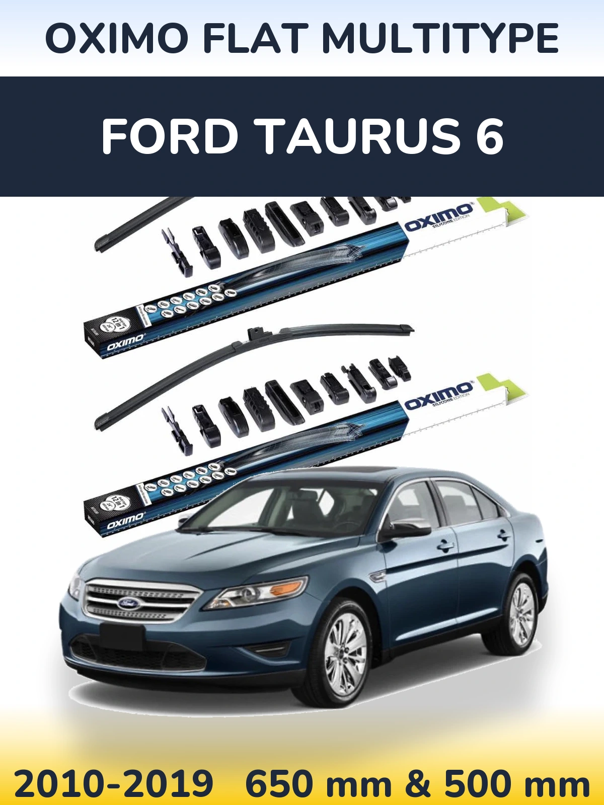 Komplet przednich wycieraczek Oximo Flat MultiType 650 & 500 mm do Ford Taurus 6 2010-2019