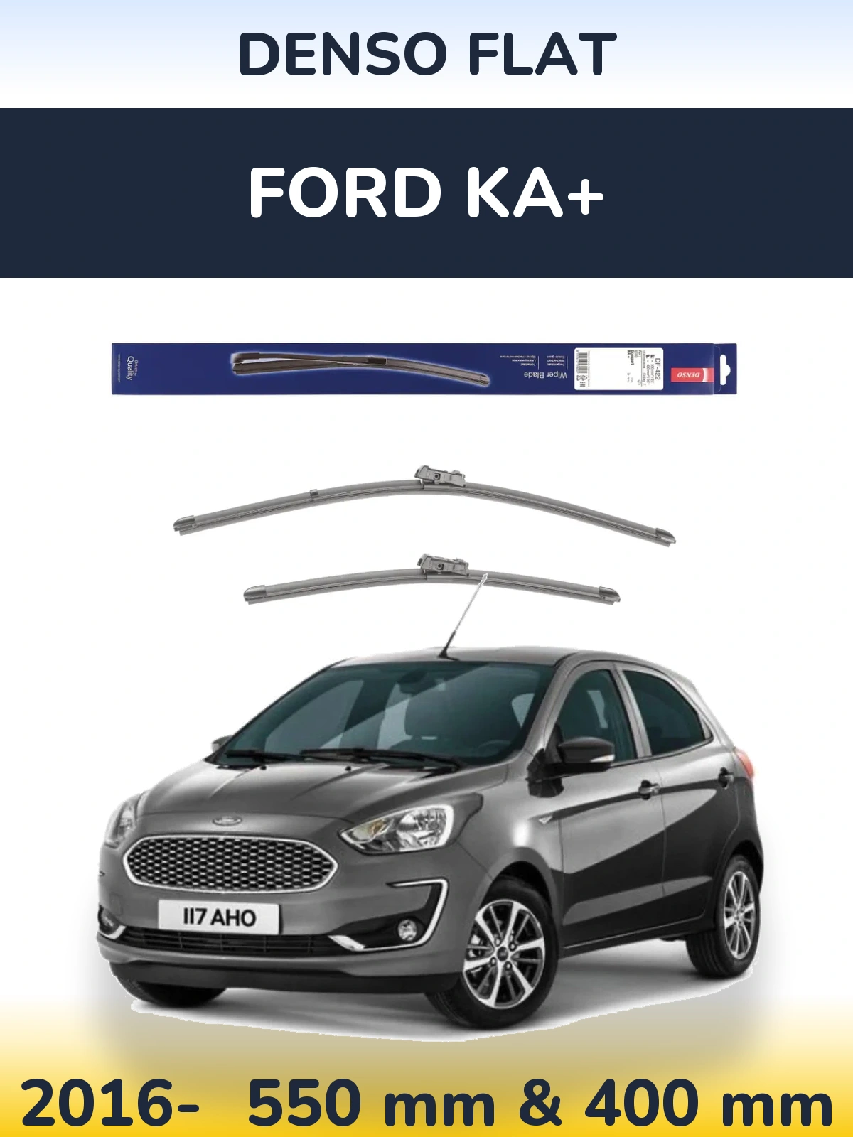 Комплект передних дворников Denso Flat 550 & 400 мм для Ford Ka+ 2016-2026
