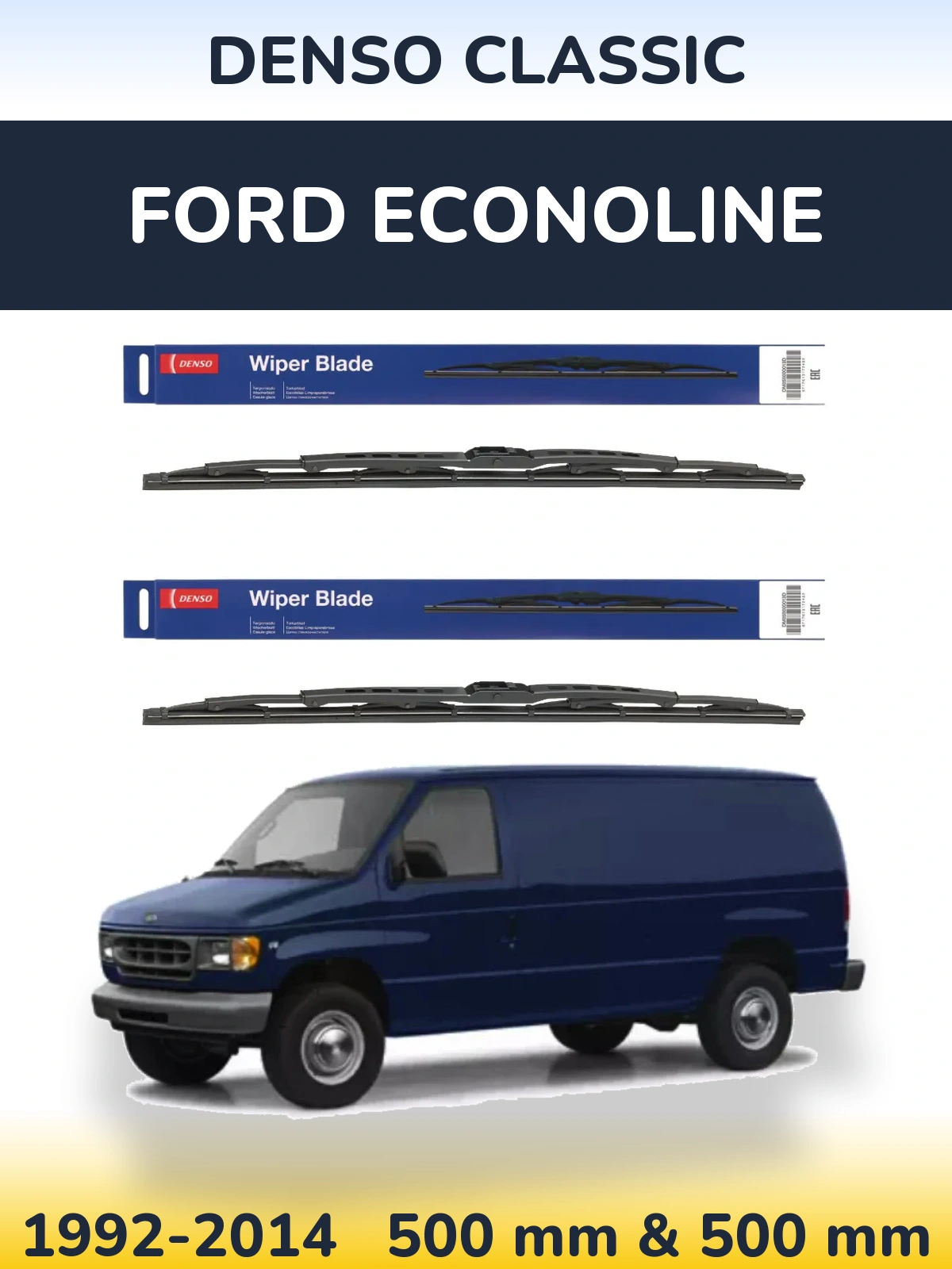 Komplet przednich wycieraczek Denso Classic 500 & 500 mm do Ford Econoline 1992-2014