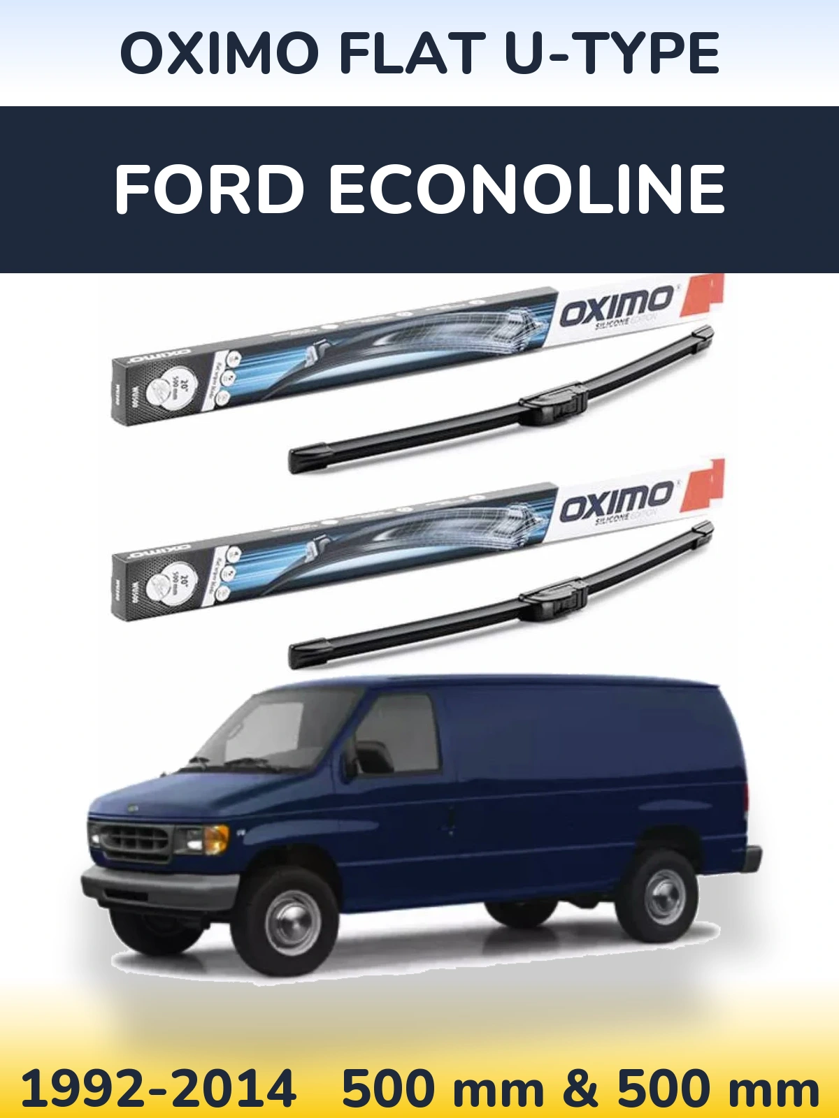 Комплект передних дворников Oximo Flat U-type 500 & 500 мм для Ford Econoline 1992-2014