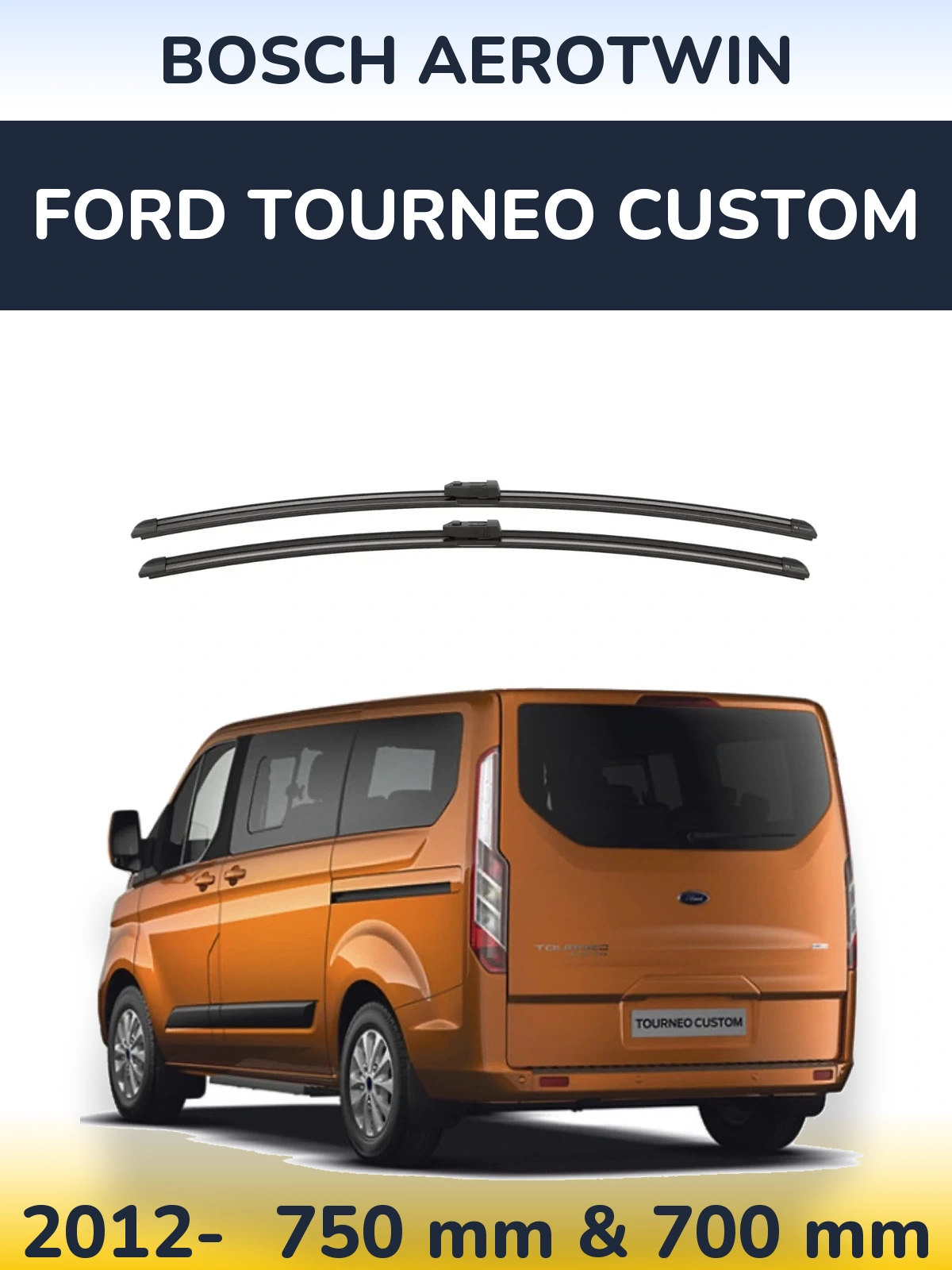 Комплект передних дворников BOSCH AeroTwin 750 & 700 мм для Ford Tourneo Custom 2012-2026