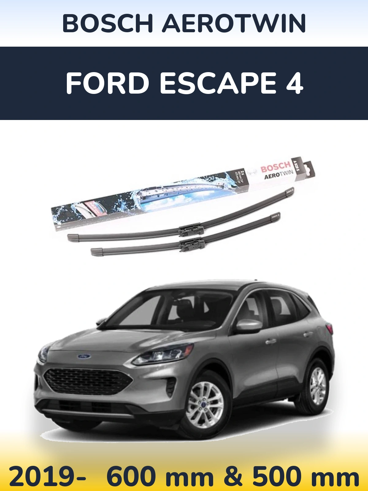 Комплект передних дворников BOSCH AeroTwin 600 & 475 мм для Ford Escape 4 2019-2026