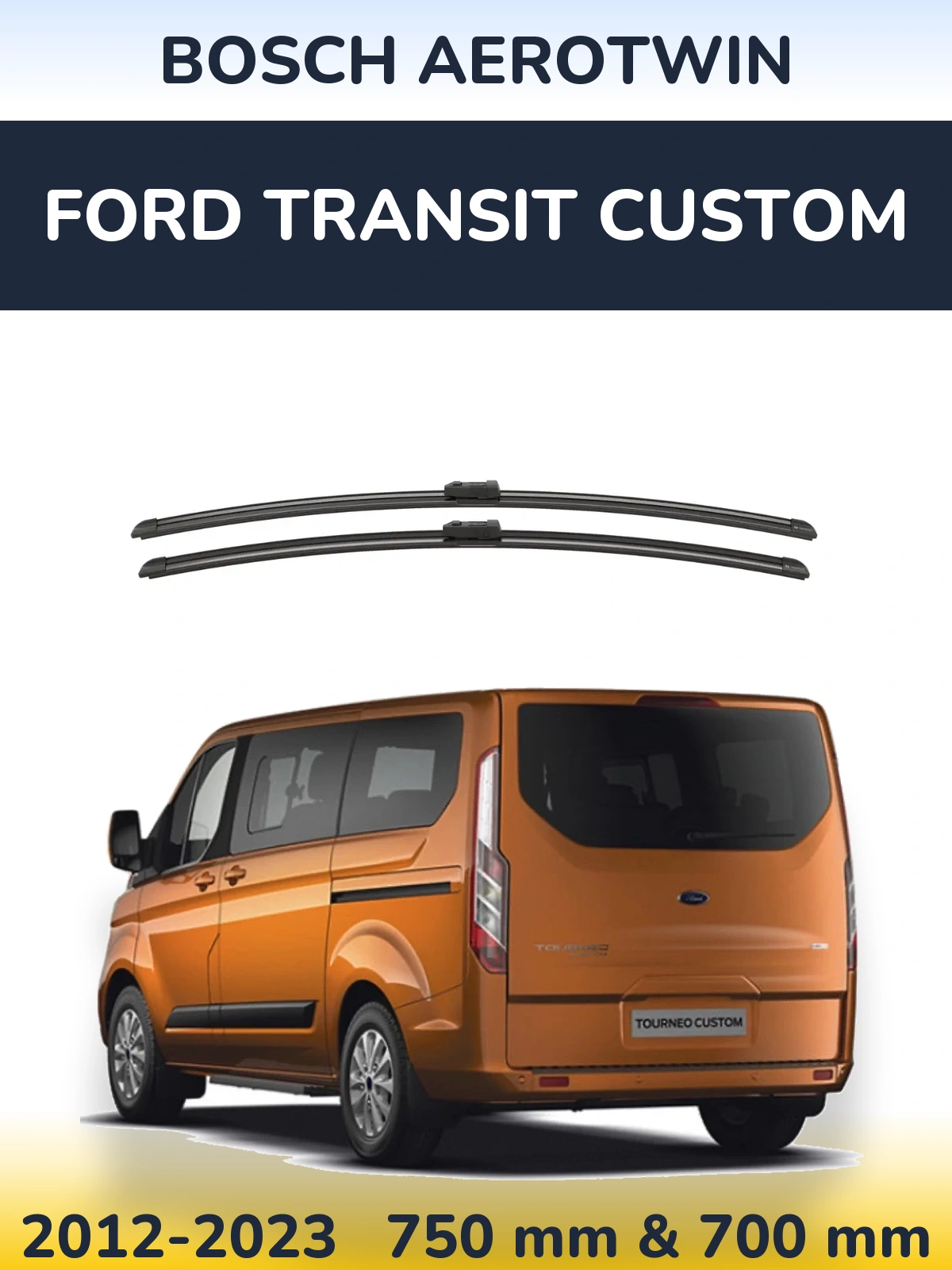 Komplet przednich wycieraczek BOSCH AeroTwin 750 & 700 mm do Ford Transit Custom 2012-2023