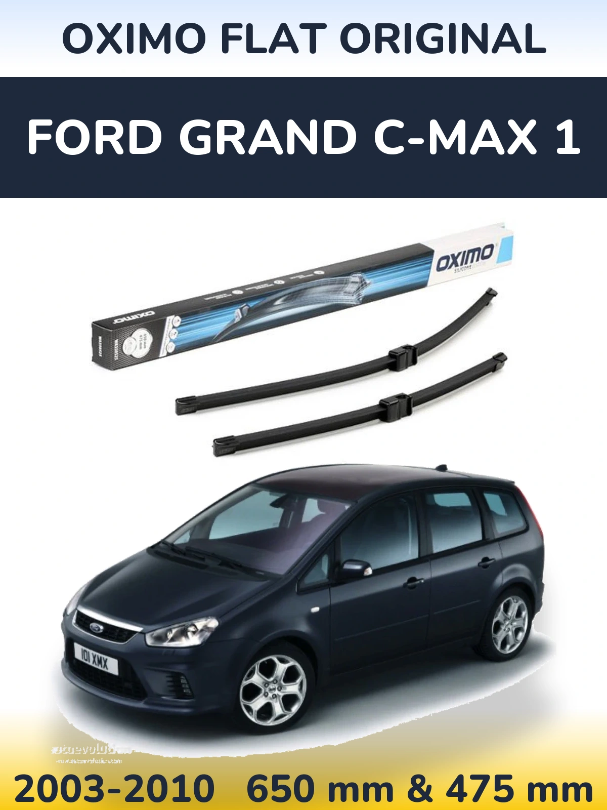Комплект передніх щіток Oximo Flat Original 650 & 475 мм для Ford Grand C-MAX 1 2003-2010