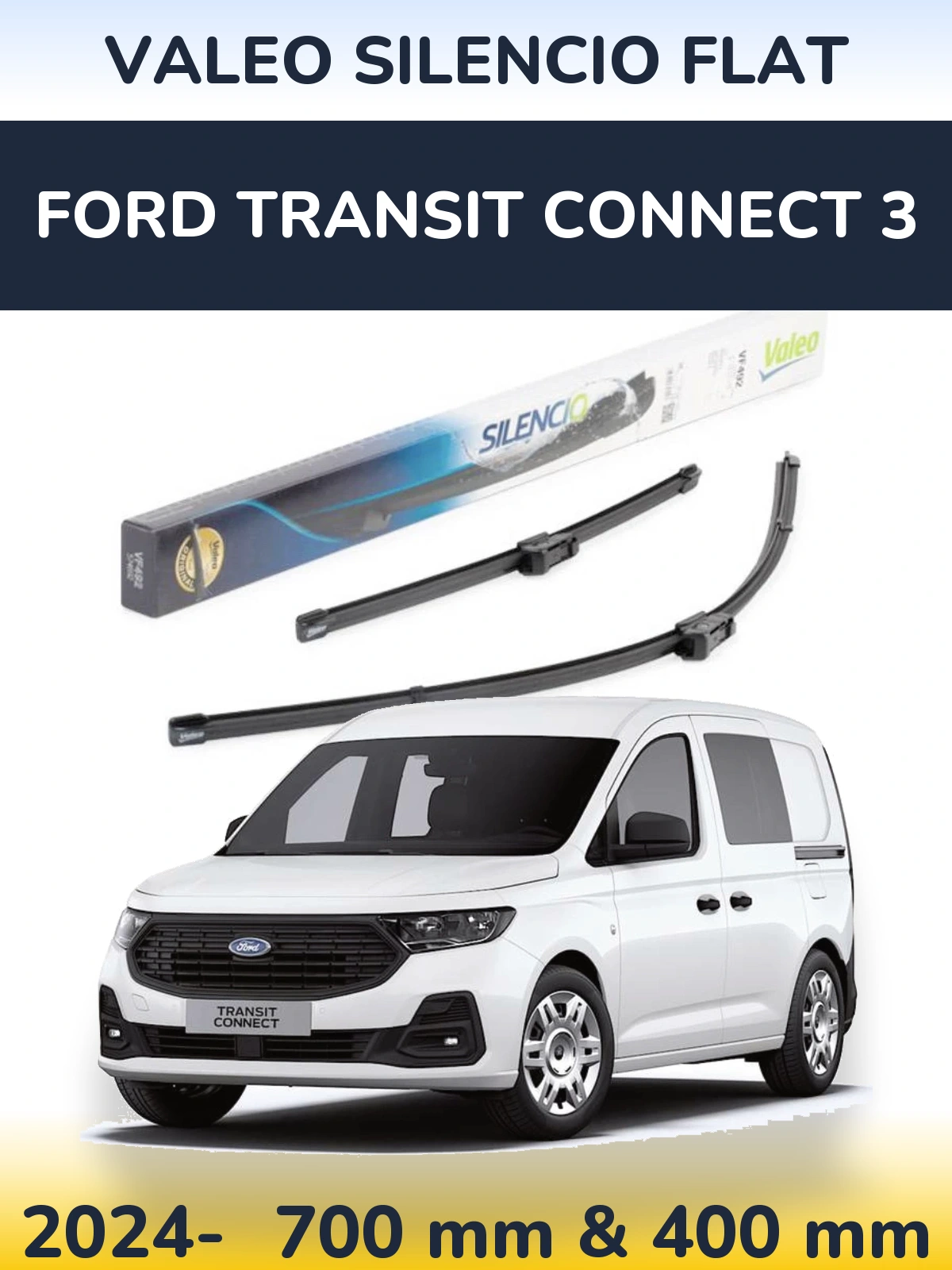 Комплект передних дворников Valeo Silencio Flat 700 & 400 мм для Ford Transit Connect 3 2024-2026