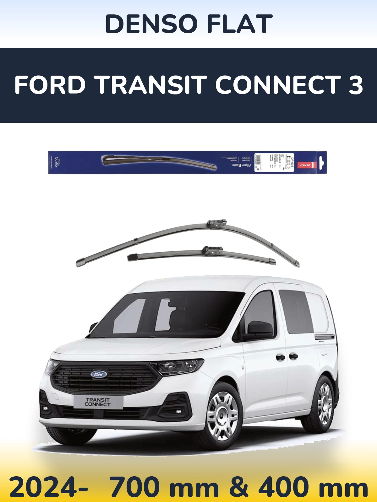 Комплект передних дворников Denso Flat 700 & 400 мм для Ford Transit Connect 3 2024-2026