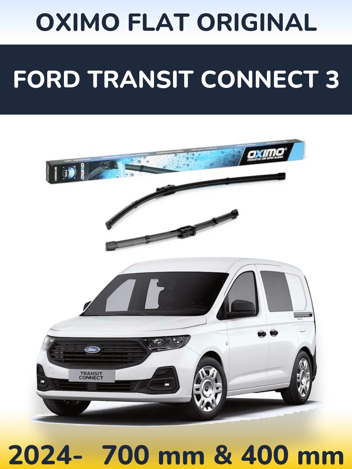 Комплект передних дворников Oximo Flat Original 700 & 400 мм для Ford Transit Connect 3 2024-2026