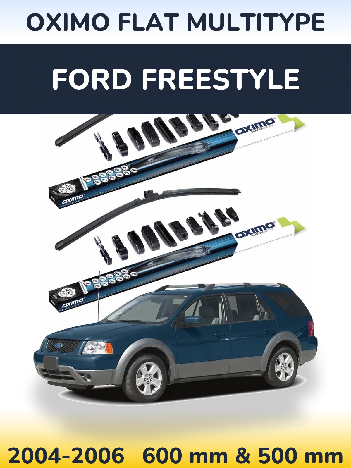 Комплект передних дворников Oximo Flat MultiТипe 600 & 500 мм для Ford Freestyle 2004-2006