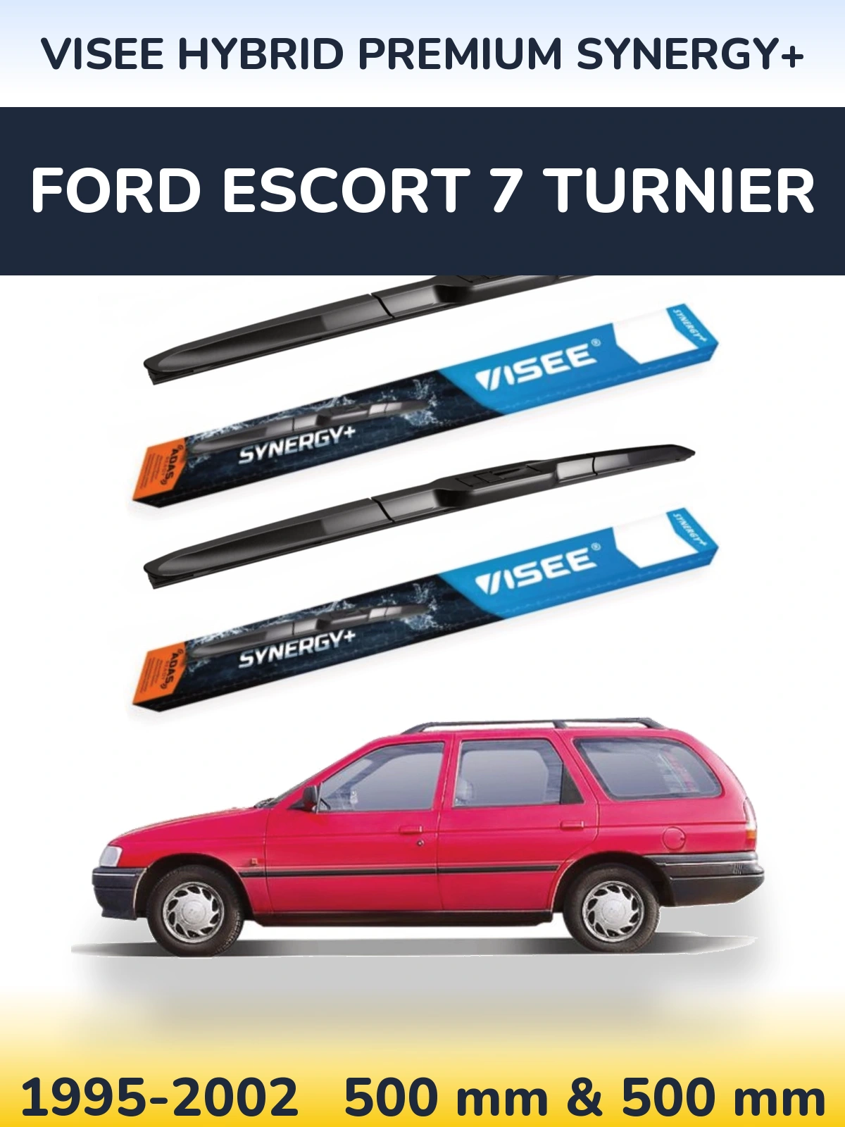 Комплект передніх щіток VISEE HYBRID PREMIUM SYNERGY+ 500 & 500 мм для Ford Escort 7 Turnier 1995-2002