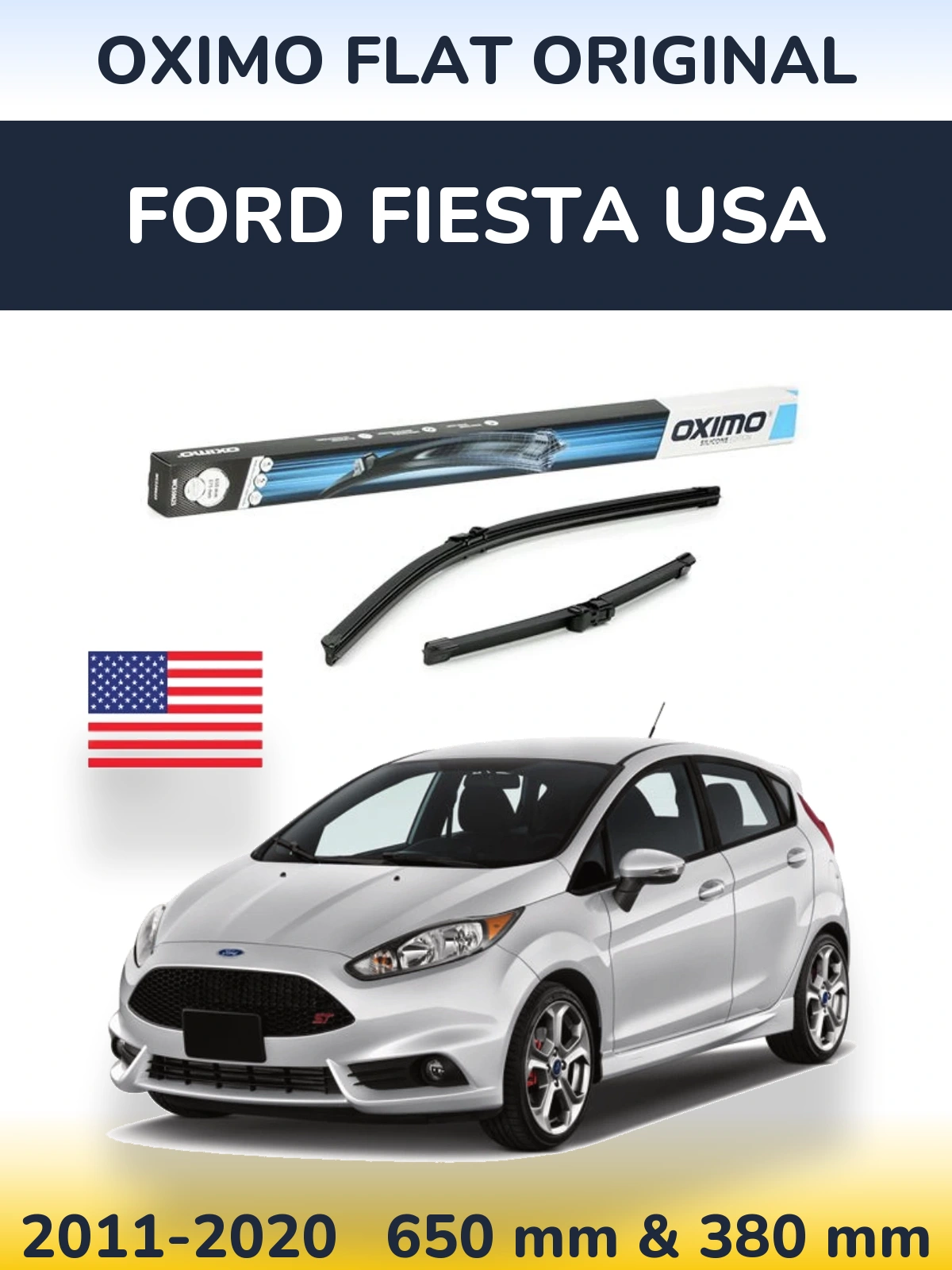 Komplet przednich wycieraczek Oximo Flat Original 650 & 375 mm do Ford Fiesta USA 2011-2020
