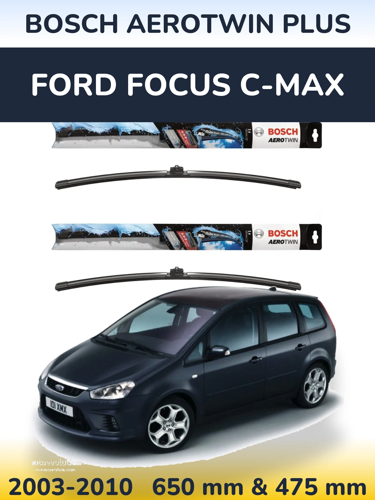 Komplet przednich wycieraczek BOSCH AeroTwin Plus 650 & 475 mm do Ford Focus C-MAX 2003-2010