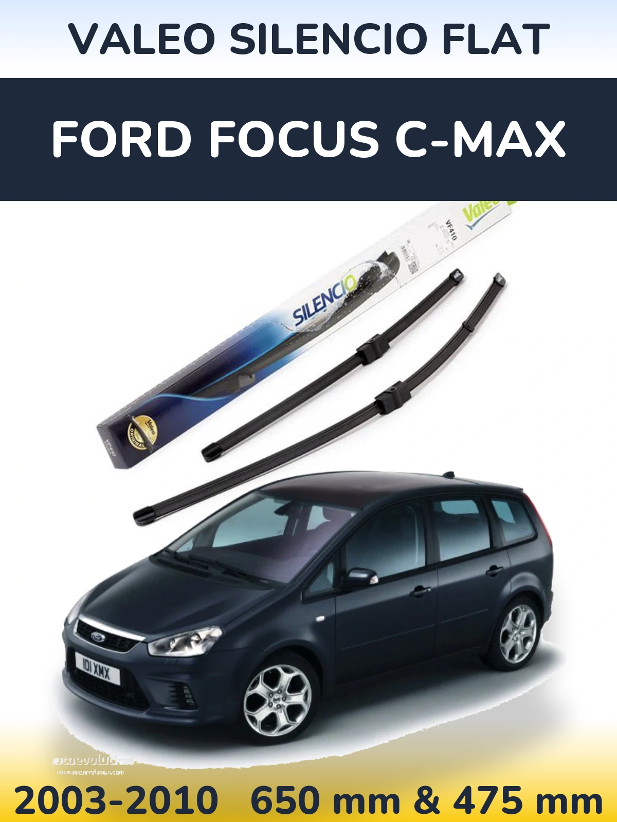 Komplet przednich wycieraczek Valeo Silencio Flat 650 & 475 mm do Ford Focus C-MAX 2003-2010