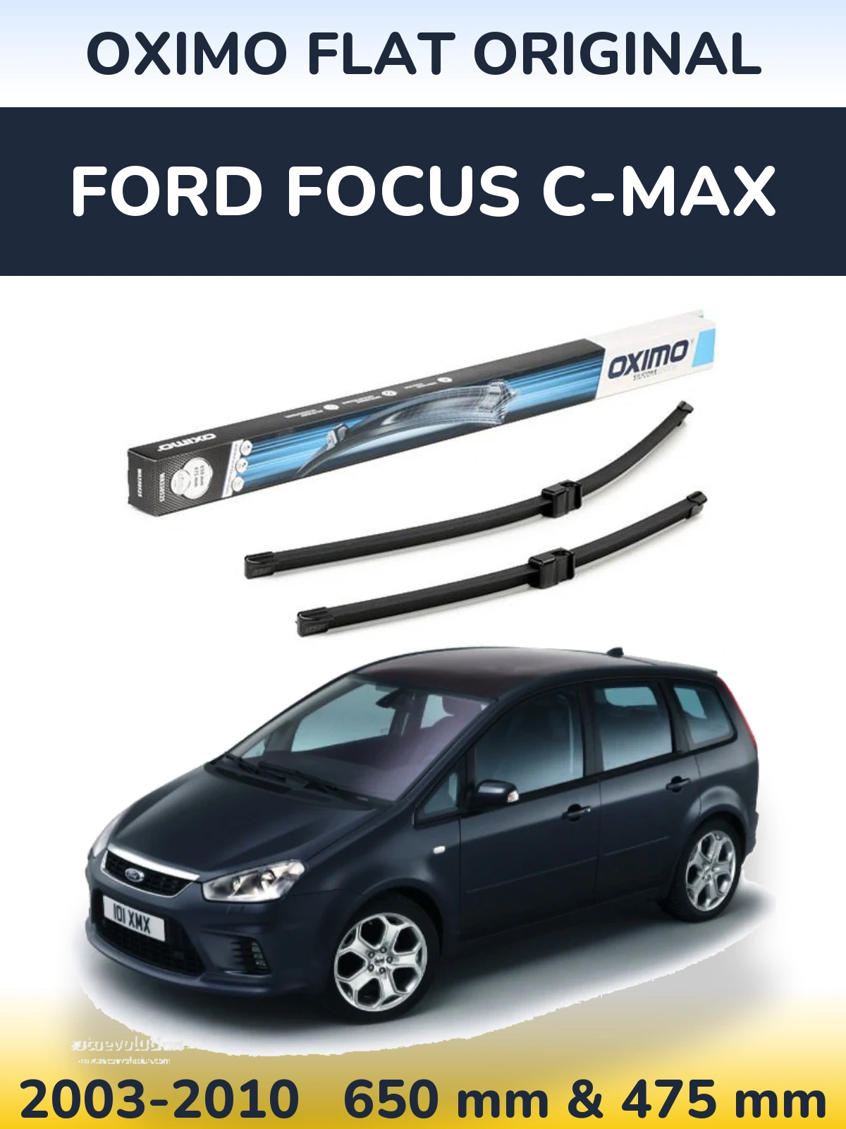 Front wiper blade set Oximo Flat Original 650 & 475 мм for Ford Focus C-MAX 2003-2010