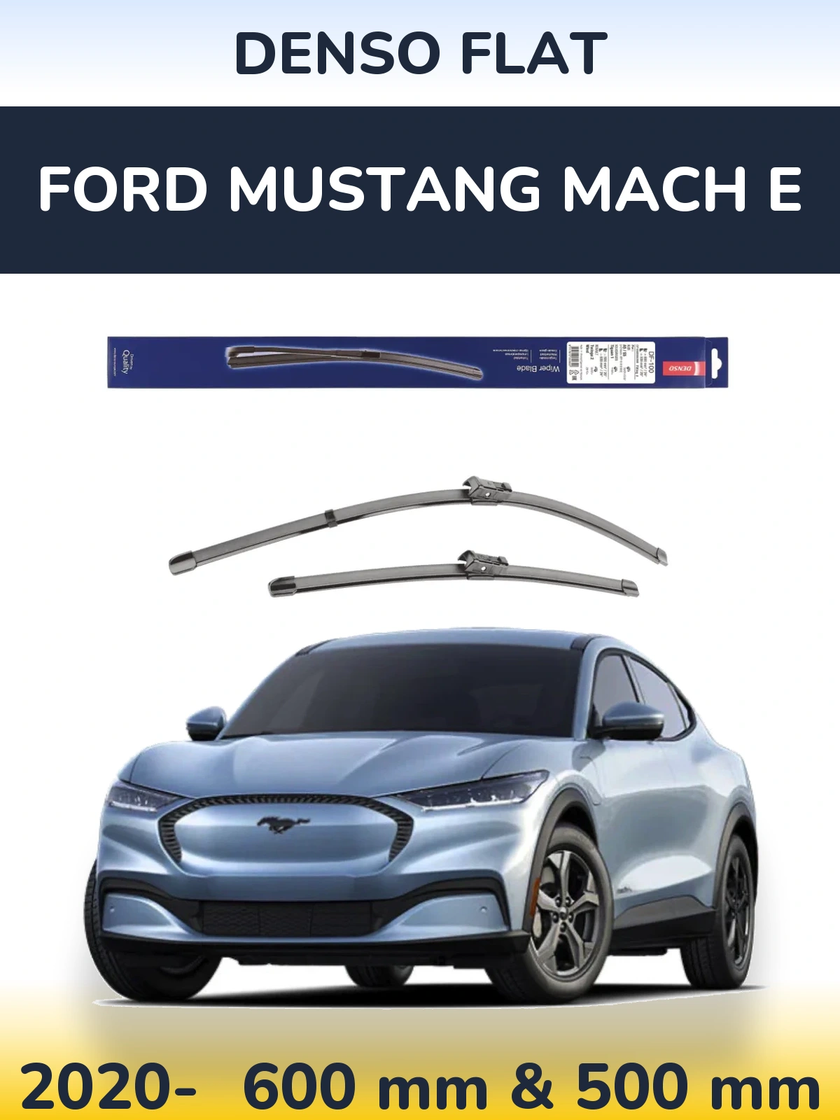 Front wiper blade set Denso Flat 600 & 500 мм for Ford Mustang Mach E 2020-2026