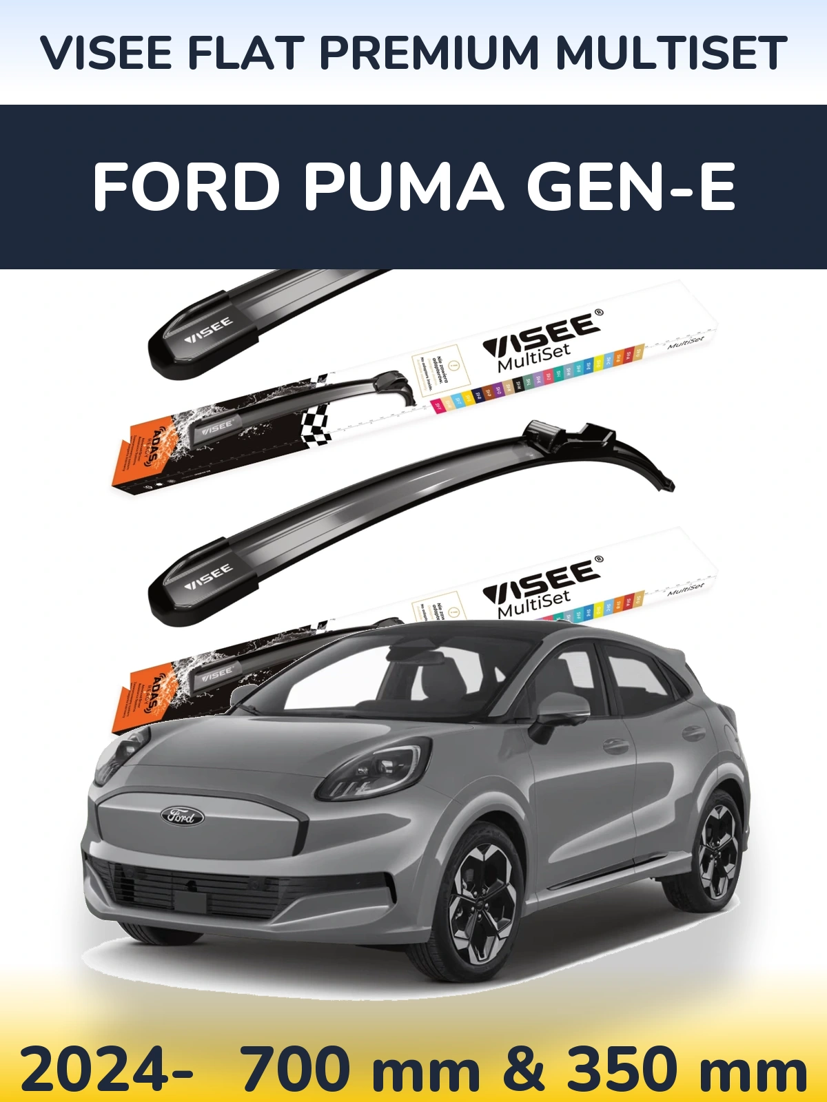 Front wiper blade set VISEE FLAT PREMIUM MultiSet 700 & 350 mm for Ford Puma Gen-E 2024-2026
