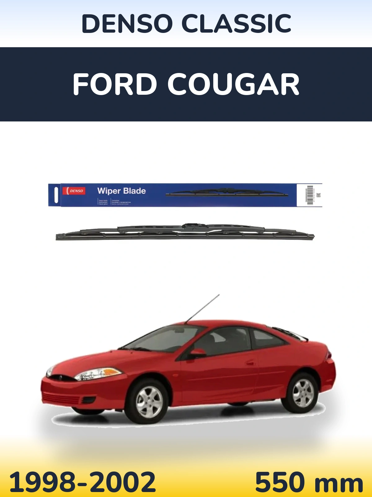 Rear wiper blade Denso Classic 550 mm for Ford Cougar 1998-2002