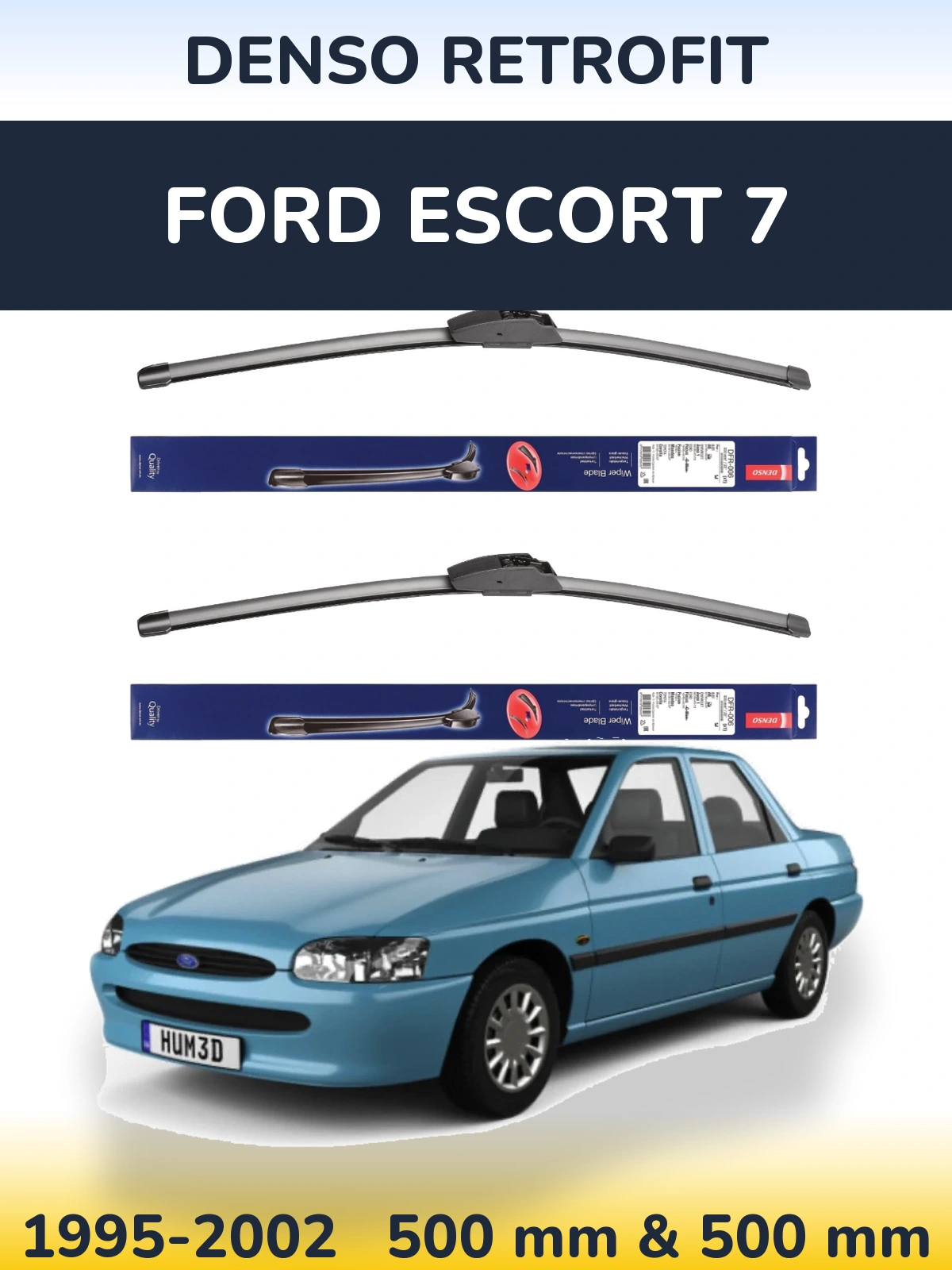 Комплект передних дворников Denso Retrofit 500 & 500 мм для Ford Escort 7 1995-2002