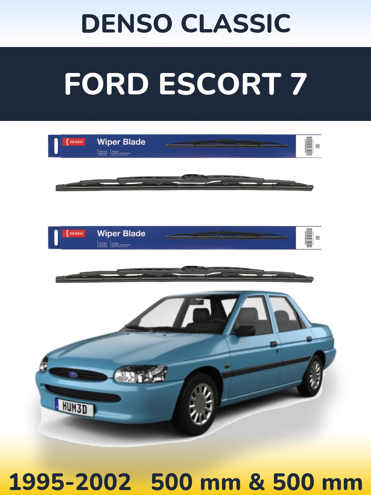 Комплект передних дворников Denso Classic 500 & 500 мм для Ford Escort 7 1995-2002