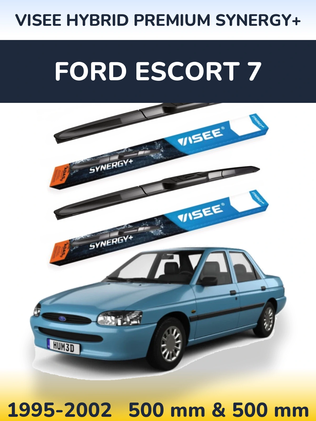 Комплект передних дворников VISEE HYBRID PREMIUM SYNERGY+ 500 & 500 мм для Ford Escort 7 1995-2002