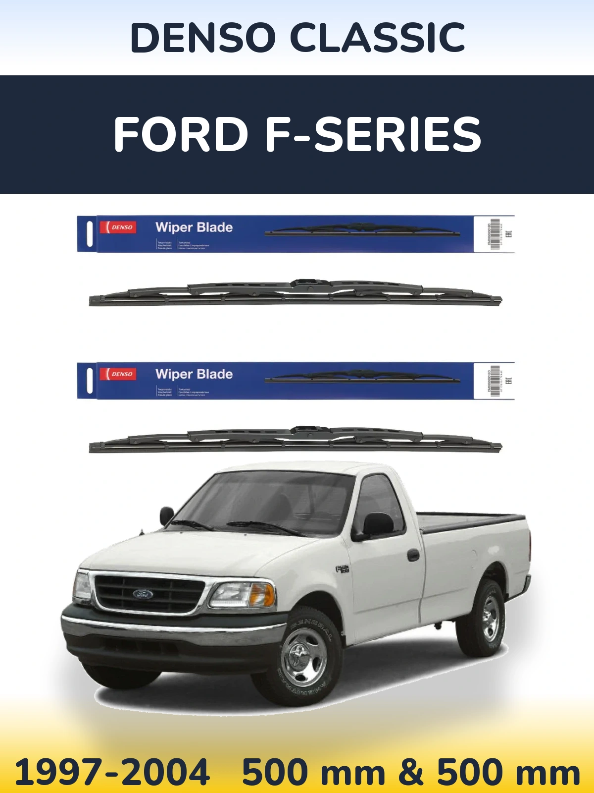 Komplet przednich wycieraczek Denso Classic 500 & 500 mm do Ford F-series 1997-2004