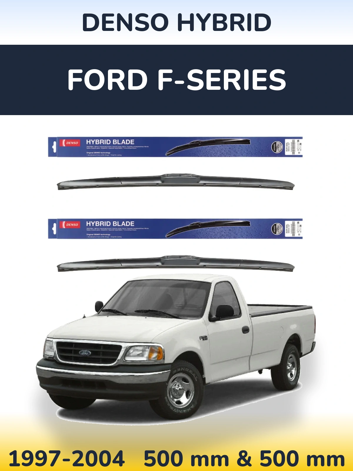Front wiper blade set Denso Hybrid 500 & 500 мм for Ford F-series 1997-2004