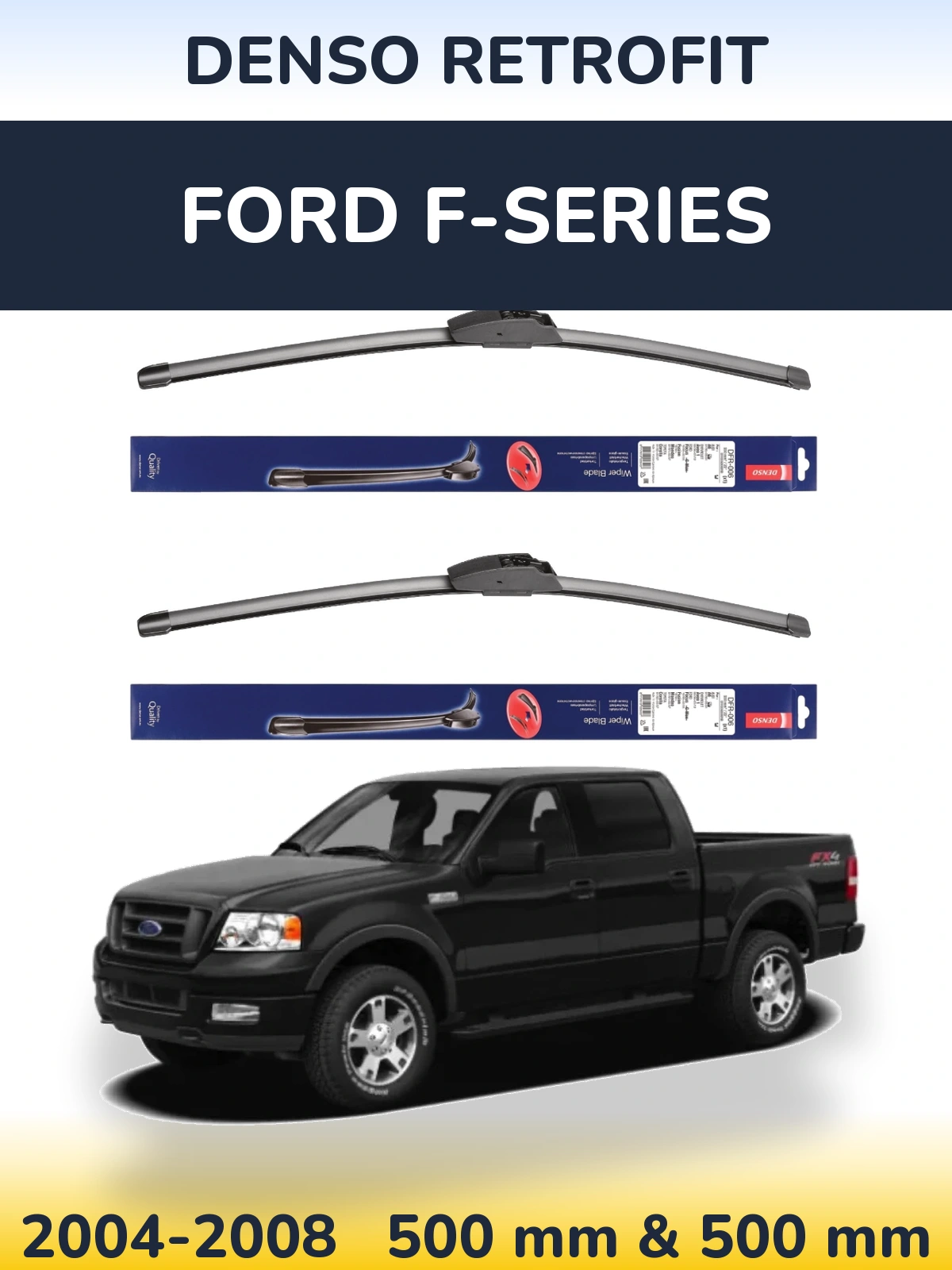 Front wiper blade set Denso Retrofit 500 & 500 мм for Ford F-series 2004-2008