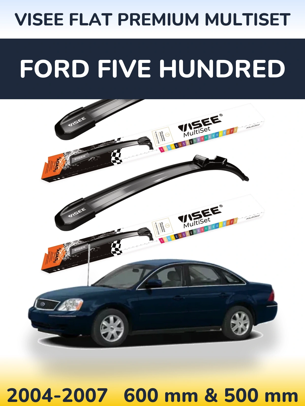 Front wiper blade set VISEE FLAT PREMIUM MultiSet 600 & 500 мм for Ford Five Hundred 2004-2007