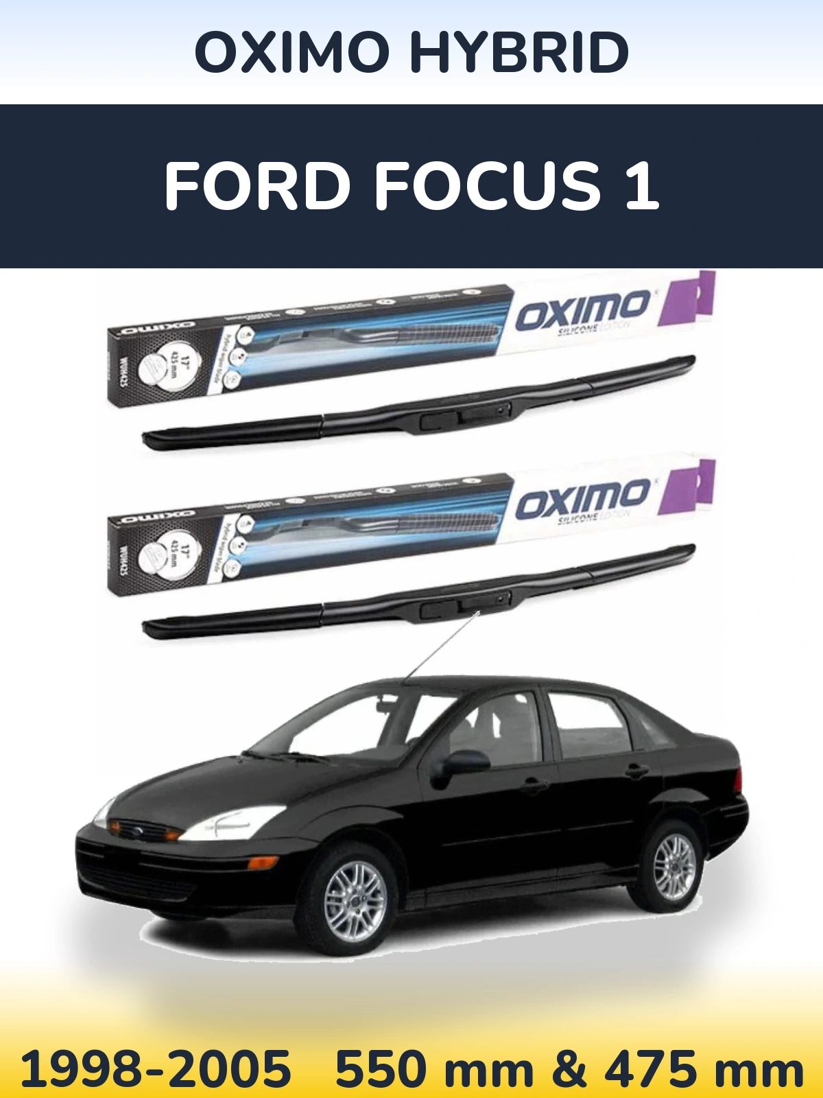 Комплект передних дворников Oximo Hybrid 550 & 475 мм для Ford Focus 1 1998-2005