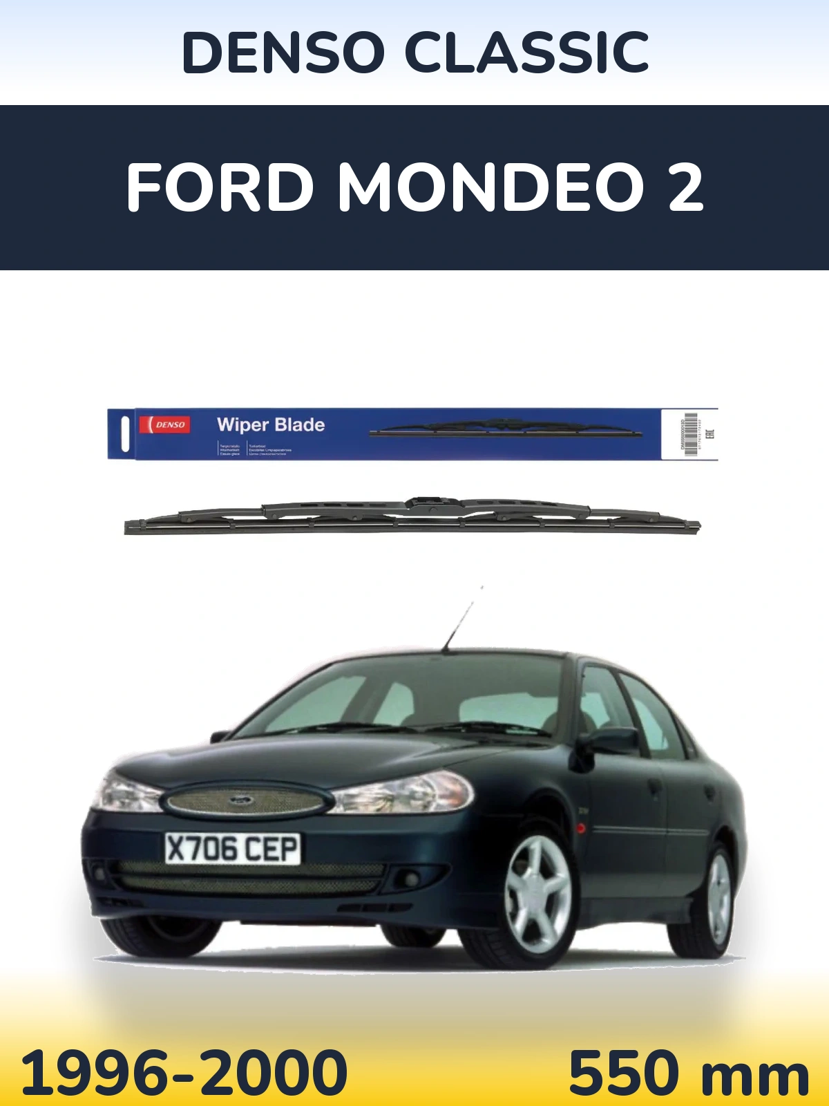 Rear wiper blade Denso Classic 550 mm for Ford Mondeo 2 1996-2000