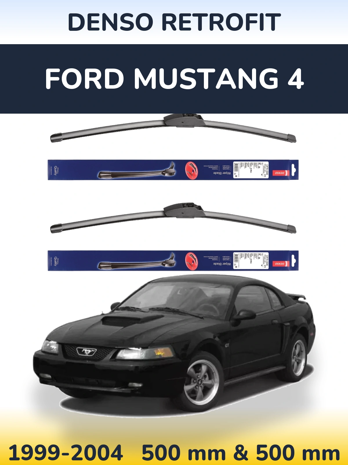 Комплект передних дворников Denso Retrofit 500 & 500 мм для Ford Mustang 4 1999-2004