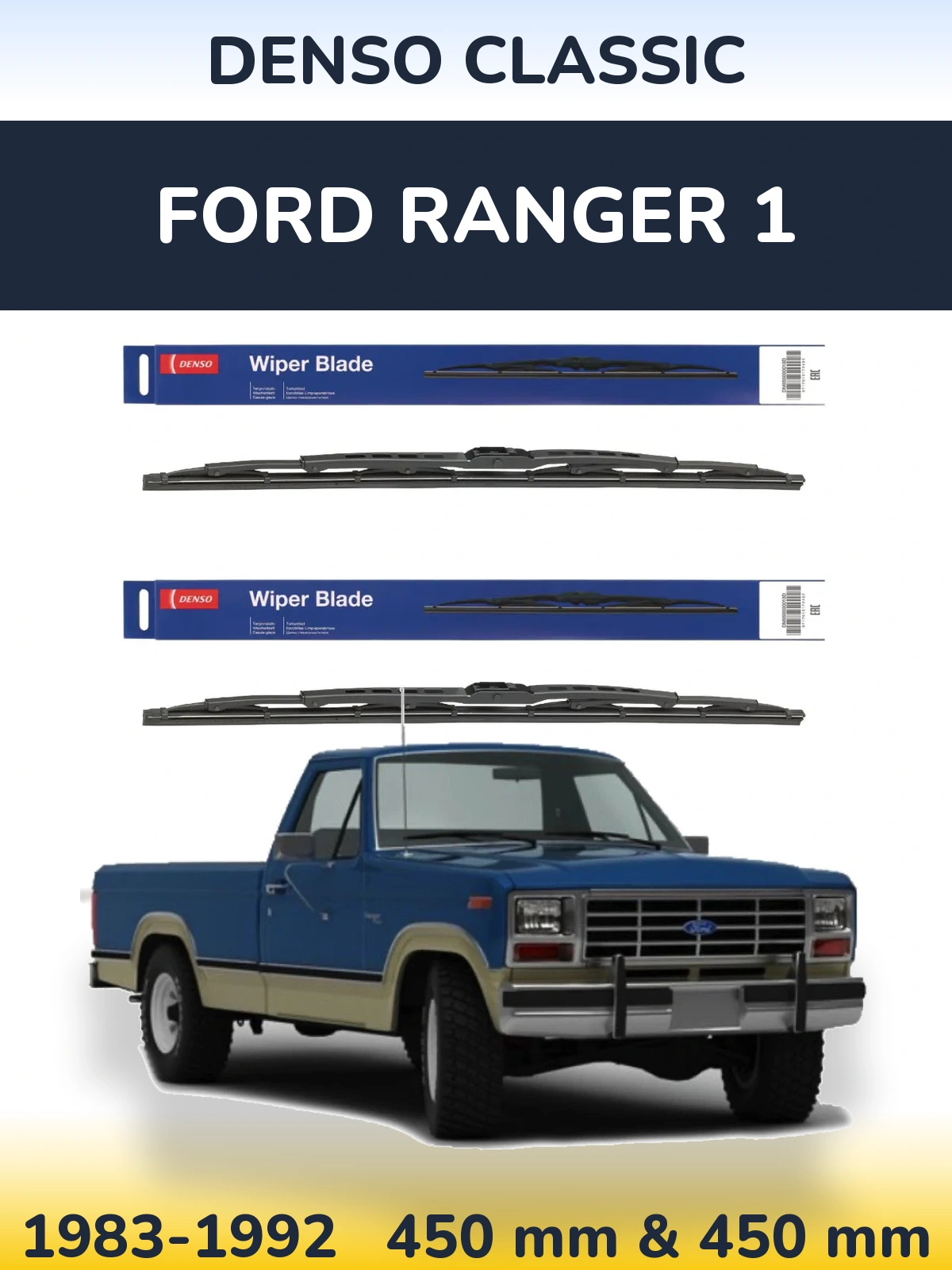 Komplet przednich wycieraczek Denso Classic 450 & 450 mm do Ford Ranger 1 1983-1992