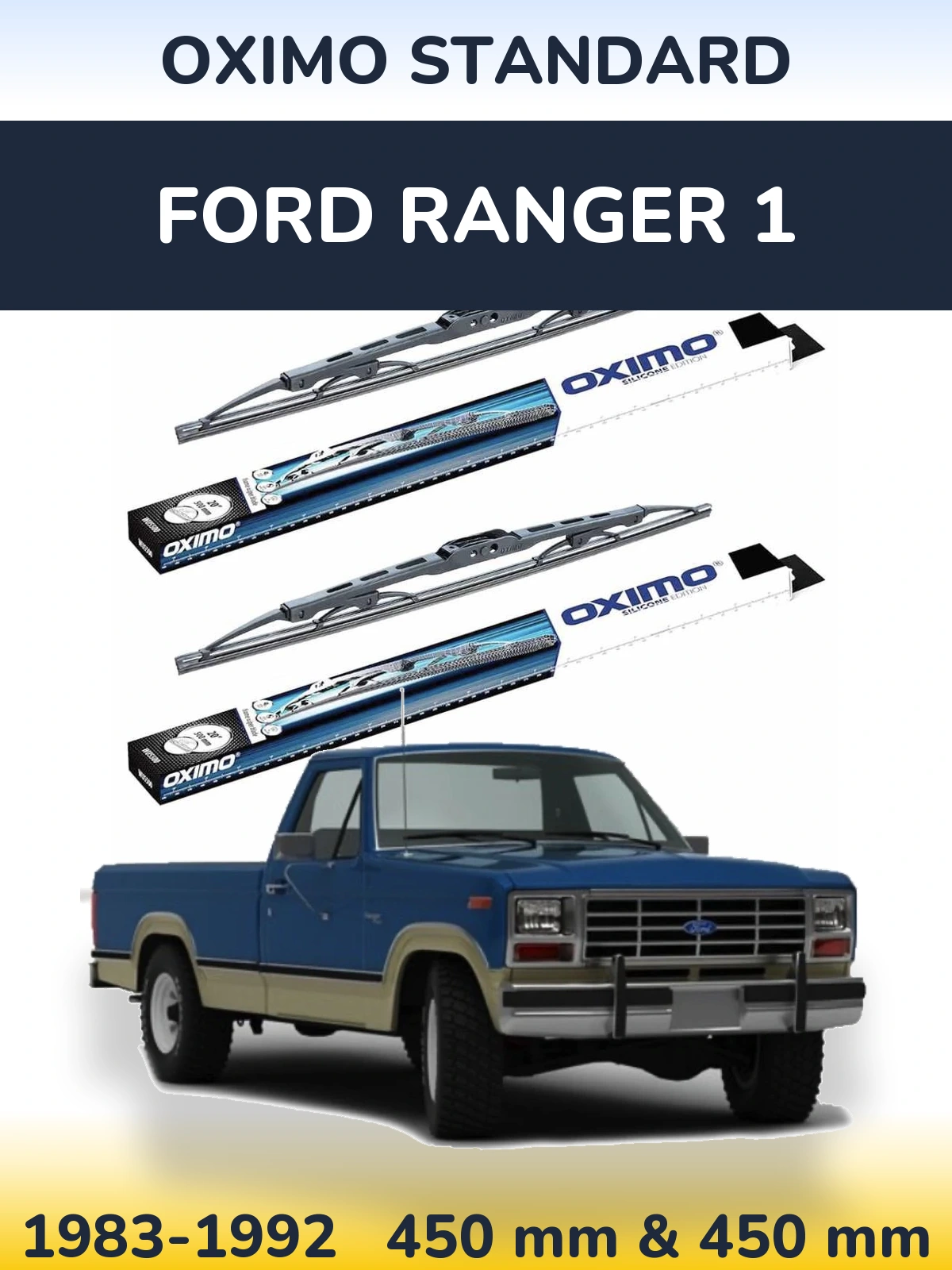 Front wiper blade set Oximo Standard 450 & 450 мм for Ford Ranger 1 1983-1992