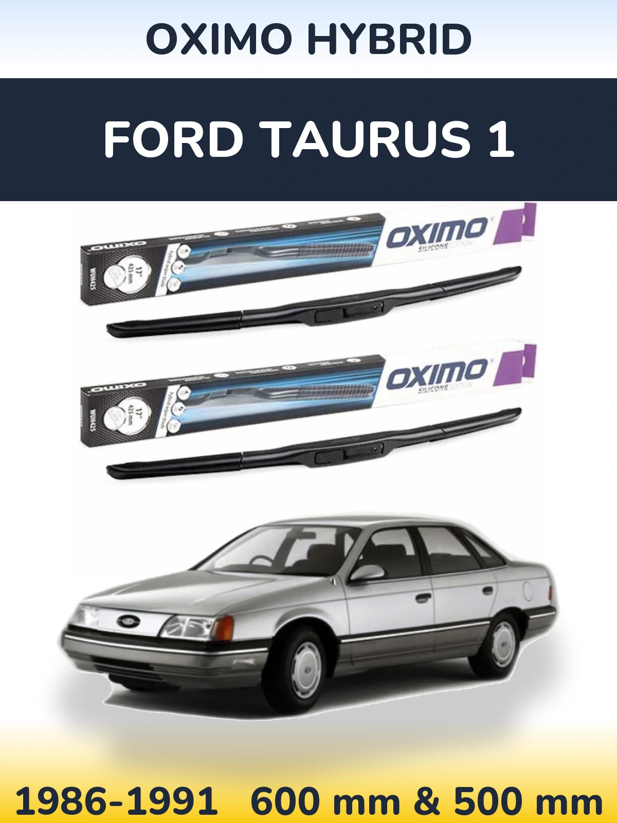 Front wiper blade set Oximo Hybrid 600 & 500 мм for Ford Taurus 1 1986-1991