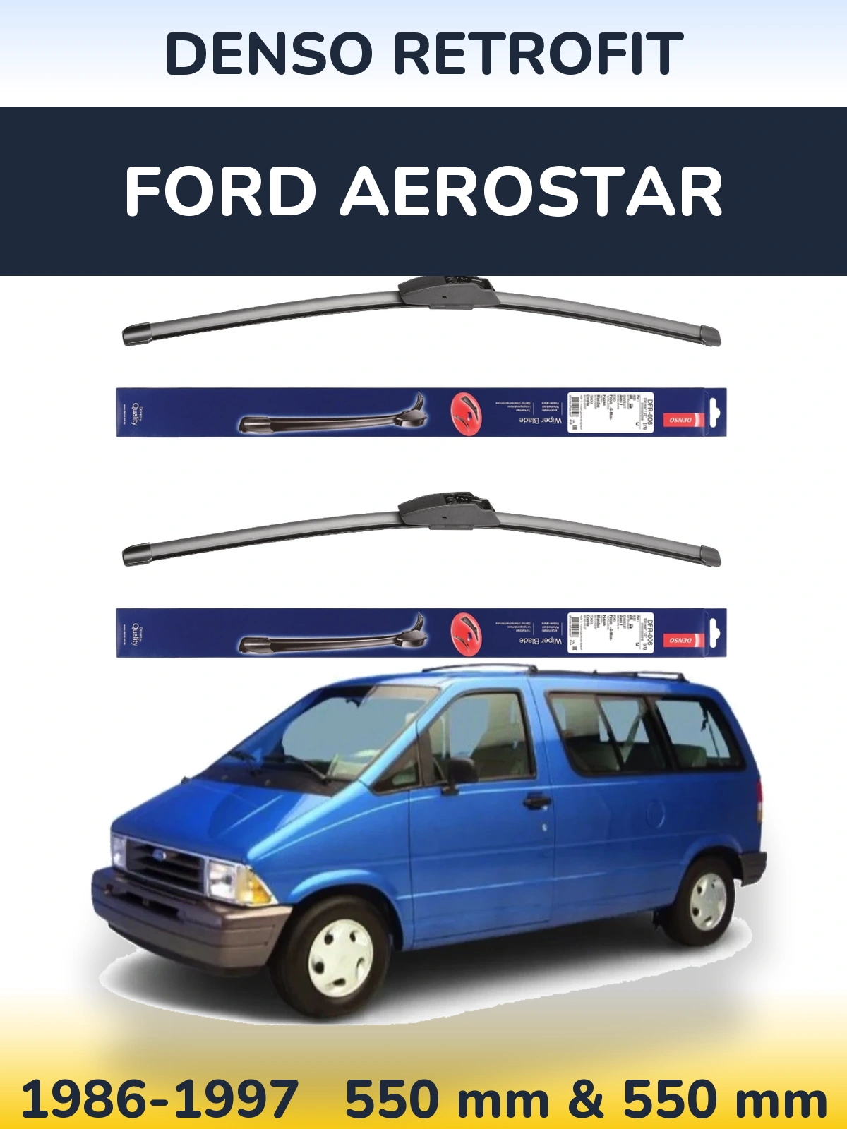 Комплект передніх щіток Denso Retrofit 550 & 550 мм для Ford Aerostar 1986-1997