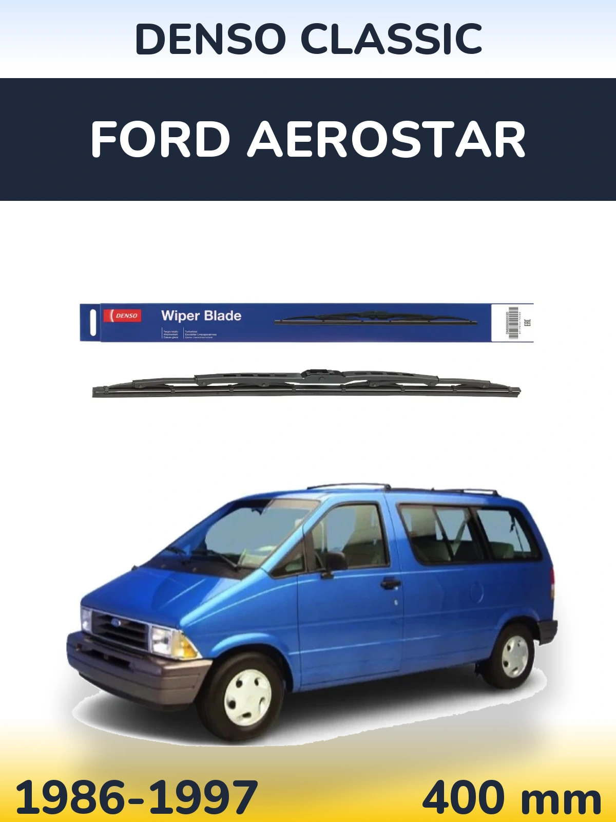 Rear wiper blade Denso Classic 400 mm for Ford Aerostar 1986-1997
