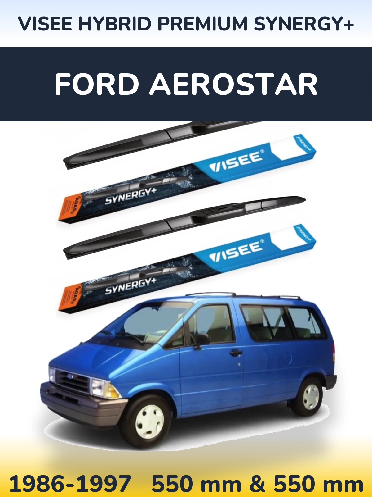 Комплект передніх щіток VISEE HYBRID PREMIUM SYNERGY+ 550 & 550 мм для Ford Aerostar 1986-1997