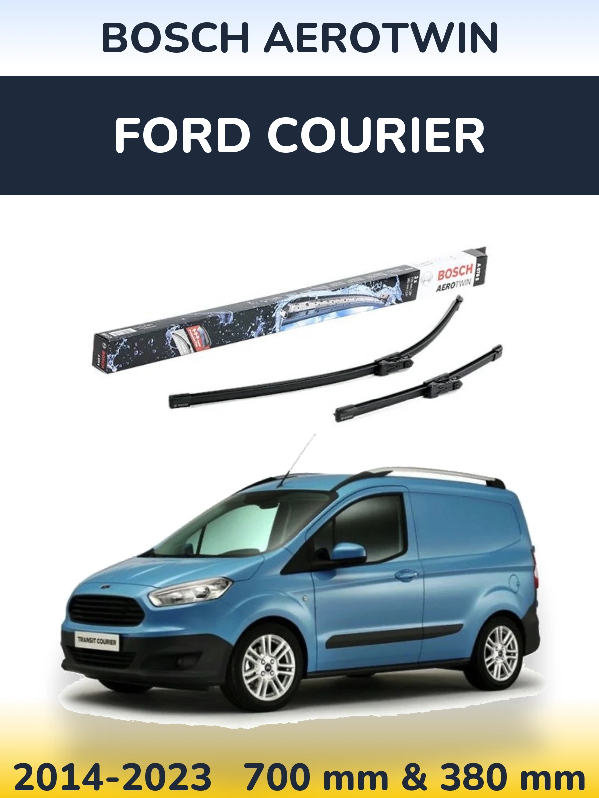 Front wiper blade set BOSCH AeroTwin 700 & 380 mm for Ford Courier 2014-2023