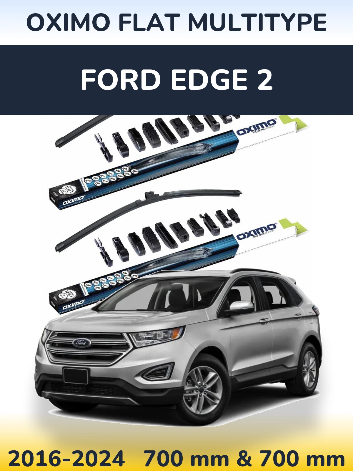 Комплект передних дворников Oximo Flat MultiТипe 700 & 700 мм для Ford Edge 2 2016-2024