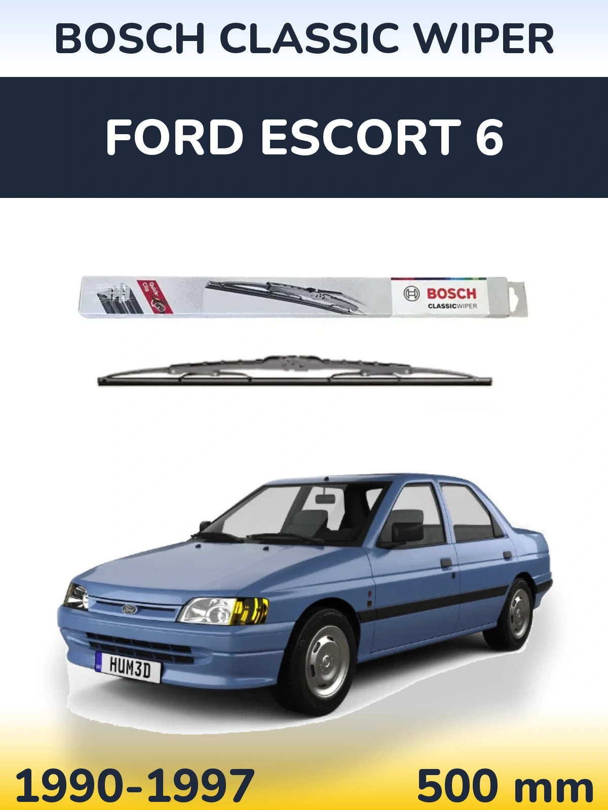 Rear wiper blade BOSCH Classic Wiper 500 мм for Ford Escort 6 1990-1997